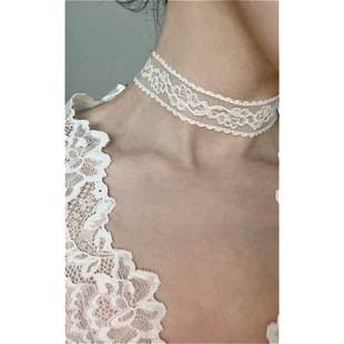 Lace Rose Niche Luxury Necklace Elegant Black and White Choker Collarbone Chain Choker Light Luxury Style
