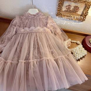 Girls' Dress Autumn and Winter 2026 New Style Kidsren's Velvet Birthday Dress Baby Girl Winter Dress Fluffy Gauze Princess Dress