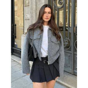 Independent station explosion 2025 spring and autumn European and American cross-border women's street fashion soft tweed short jacket coat D69237