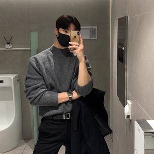 Half-turtleneck Sweater Men's Autumn and Winter Fashion Brand High-end Sense Loose Inner Base Shirt Lazy Thickened Warm Top