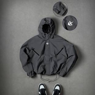 Cross-border European-style men's hooded drawstring jacket, loose-fit design, casual sportswear for young men, suitable for spring and autumn