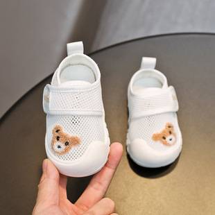 Bear Sports soft bottom single mesh breathable summer 1-2 years old boys and girls toddler shoes soft bottom baby indoor mesh shoes
