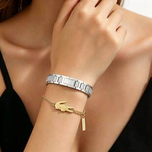 Cross-border new style combination stainless steel crocodile module bracelet for women, detachable two-color combination module bracelet