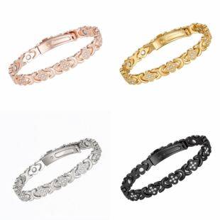 New cross-border fashion four-leaf clover bracelet with red copper strap buckle, rose gold bracelet, lucky clover bracelet, magnetic jewelry
