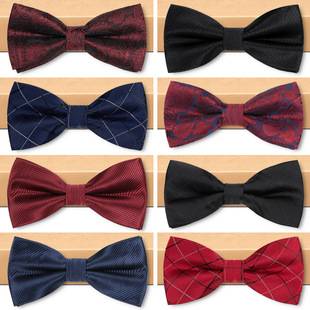 Men's bow tie groom best man wine red black bow tie men's wedding shirt red bow suit accessories