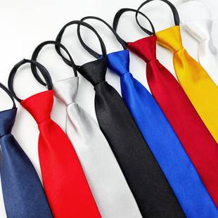 Men's 8cm Polyester Zipper Tie Satin Pure Color One Color Easy-To-Pull Lazy Women's Tie Business Formal Wear Professional