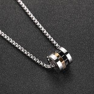 Roman Numeral Small Waist Transfer Necklace Men's Trendy Versatile Titanium Steel Pendant Sweater Chain High-End Chain Light Luxury
