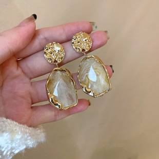 European and American Cross-border Retro Irregular Geometric Earrings Women's 2024 New Trendy Light Luxury High-end Elegant Elegant Earrings