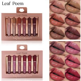 New Cross-Border Makeup 6-Piece Lip Gloss Set, Long-Lasting Waterproof Moisturizing Lipstick, Hydrating Glossy Lip Glaze Set Wholesale