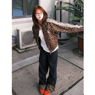 2026 New Early Spring Leopard Print Jacket for Women, Stand Collar, Vintage, Unique, Beautiful Spring Outfit, Petite Jacket, Trendy Top