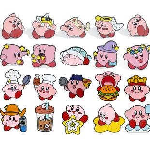 Japanese Style Cartoon Creative Stylish Kirby Brooch Chef Kirby Milk Tea Cup Multi-Shaped Metal Badge Accessories