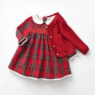 Baby dress Autumn and Winter British Style Paid Skirt suit 0-3 Years Old Chanel Style Female Baby Girl Dress