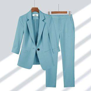 Professional Suit for Women 2025 Spring and Summer New Style Simple Solid Color Large Size Suit Elegant Slim Fit Two-Piece Suit