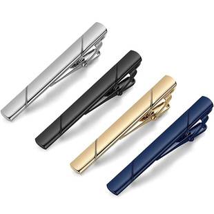 Cross-Border Temu Clothing Tie Clip, Men's Light Luxury Stainless Steel Tie Clip, Diagonal Pattern, Smooth Surface, High-End Tie Clip