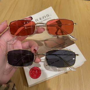 Metal Small Square Frame Sunglasses Korean Style Retro Sunglasses Men and Women Fashion Trendy Sunglasses Internet Celebrity Retro Square Glasses