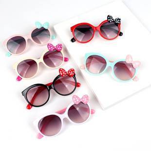 Girls Cute Bow Sunglasses New Anti-ultraviolet Baby Sunglasses Cartoon Fashion All-match Personalized Sunshade
