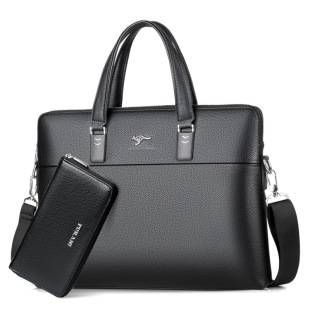 Factory wholesale horizontal briefcase large capacity waterproof business men's handbag in stock official computer bag cross-border