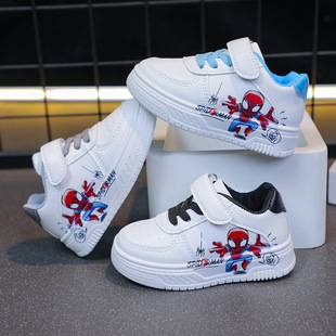 Boys' Spider-Man Cartoon Sports White Shoes 2026 Spring and Autumn New Style for Toddlers and Young Children, Non-Slip Casual Sneakers Trendy
