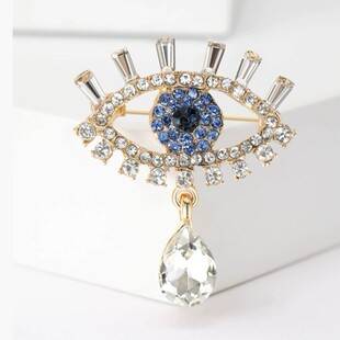 Korean Style Luxury Devil's Eye Corsage Blue Diamond Niche Design Eye Brooch High-End Exquisite Rhinestone Pin
