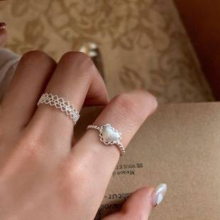 Lace Edge Pure Love silver Ring Light Luxury Niche Advanced Finger Ring Elegant All-match Adjustable Women