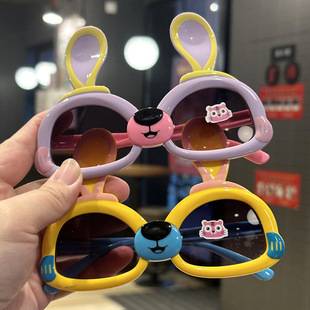 Super cute little rabbit children's sunglasses cute rabbit ears cartoon baby sunglasses photo festival sunglasses sunscreen