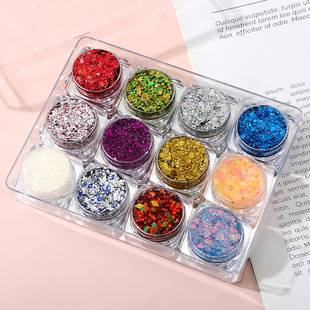 12 Color Sequins Gel Cream Eyeshadow Glue-free Glitter Shiny Student Stage Makeup Six-day Performance Multicolor Hair