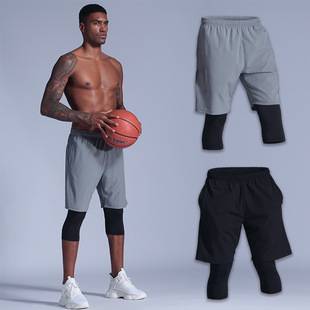 Sports shorts men's quick-drying running fitness shorts casual basketball training cropped pants summer over the knee pants