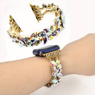 Colorful Glass Diamond Bracelet Watch Band Suitable for All Series of Apple Watch Bands and Samsung 20mm Interface Watch Faces