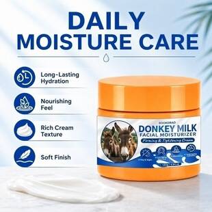 Cross-border donkey milk facial moisturizer, suitable for day and night use, nourishing, hydrating, firming, and smoothing, for facial skincare. TEMU