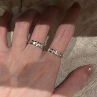 Niche Design Zircon Open-Ended Couple Rings for Women, Minimalist Style with a High-End Feel, Stackable Index Finger Rings, Light Luxury Ins-Style Rings