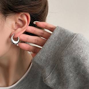 European and American Style Oval Earrings 925 Silver Pin Ear Buckle Women's Simple Fashion Elegant Commuter Niche Design Electroplated Gold