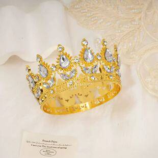 Baroque Alloy Crystal Crown Bride Birthday Cake Decoration Ornaments Princess Tiara Baking Accessories