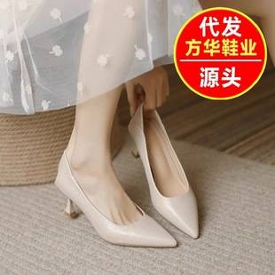 Elegant High-Heeled Shoes for Women, 2026 Spring New Style, Thin Heels, Lightweight, Niche French Minimalist Pointed-Toe Leather Shoes