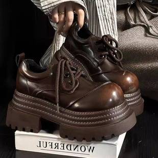 Retro British Style Loafers 2025 Early Spring New Style Platform Bottom Increased Thick Bottom All-match Color-polished Leather Shoes Women's Shoes