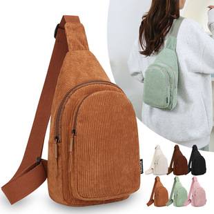 Corduroy Chest Bag 2025 New Style Casual Lightweight Shoulder Bag Korean Version Versatile Simple Crossbody Chest Bag