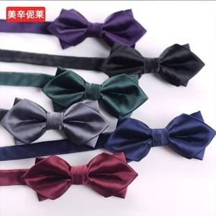 Double-layer water chestnut red bow tie wholesale solid color groomsman Group black suit British style wedding groom bow male