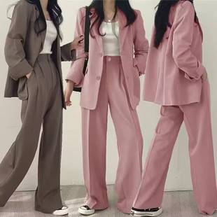 Vintage Slim-Fit Blazer Fashion 2026 Spring and Autumn Women's Korean Style Casual Design Top and Pants Set