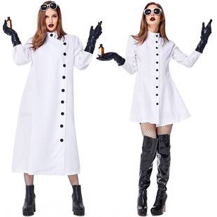 Halloween New Frankenstein Costume Laboratory Researcher Role-Playing Outfit White Lab Coat Scientist