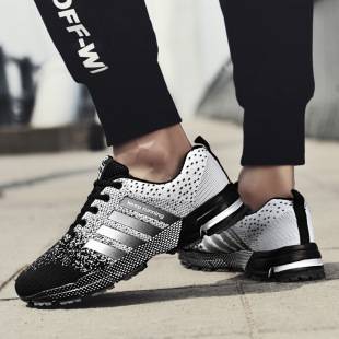 2025 Cross-Border Large Size New Marathon Sports Men's Shoes Couples Women's Shoes Mesh Casual Fly Woven Shoes Running Shoes