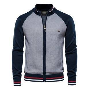 2024 Autumn/Winter Sweater for Men Casual Knitwear Men's Jacket with Patchwork Korean Style Slim Fit Youth Color Block
