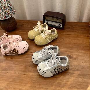 Girls' Cute Cat Sneakers 2026 Spring and Autumn Korean Version Soft Sole Casual Shoes for Girls Breathable Kindergarten Walking Shoes