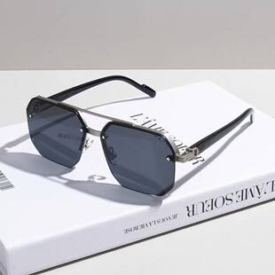 Cross-Border Double-Bridge Sunglasses, Fashionable Sunglasses, Simple Aviator Glasses, Large Square Frame Driving Glasses, Tiktok Live Broadcast