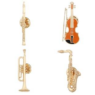 Alloy Oil-Drip Musical Instrument Brooch Violin Saxophone Flute Trumpet Pin Music Gift Decoration Metal Badge