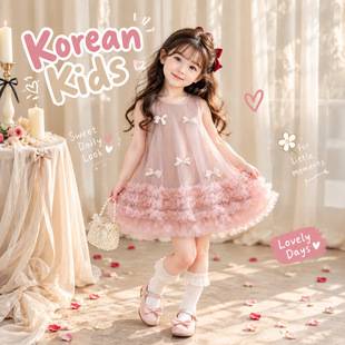 Mdd Girls' Mesh Bow Dress 2026 Summer New Style Baby Sleeveless Princess Dress Girl's Sundress