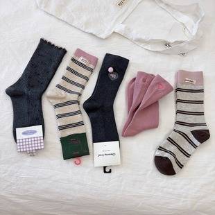 Autumn Is the Perfect Time for Sweet Retro Girls! Gray Pink Is Stunning ~ Japanese-Style Ins Straight-Leg Mid-Calf Socks
