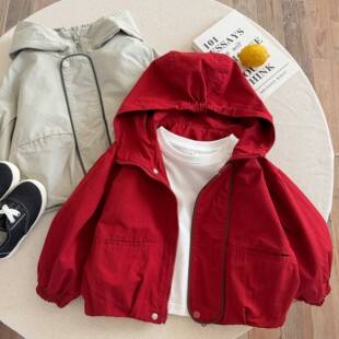 Children's Hooded Jacket 2026 Spring and Autumn Boys' Stylish and Trendy Toddler Spring Coat Baby Japanese Style Fashion Brand Jacket