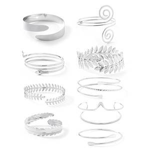 Factory direct selling Amazon hot geometric metal armband six-piece personalized exaggerated leaf bracelet suit