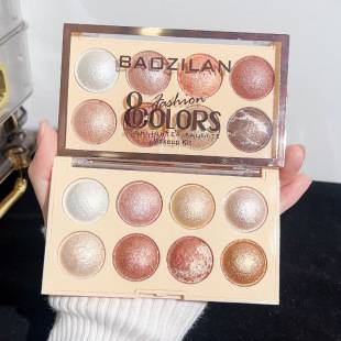 Baozhilan Eight-Color Eyeshadow Matte and Pearlescent Contouring and Highlighting All-In-One Palette, Brightening with Fine Shimmer, Long-Lasting Color, Earth Tones
