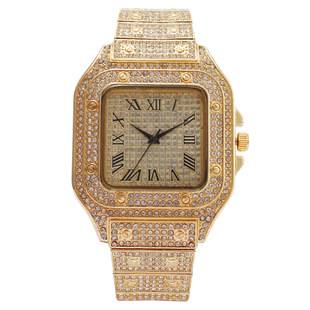 Foreign Trade Explosions Cross-border Hot Selling Fashion Square Diamond Full Diamond Roman Pattern Graduated Women's Watch Women's Watch Quartz Watch