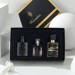 Tiktok live hot women's perfume gift box suit Black Opium free women's reverse Paris perfume three-piece set